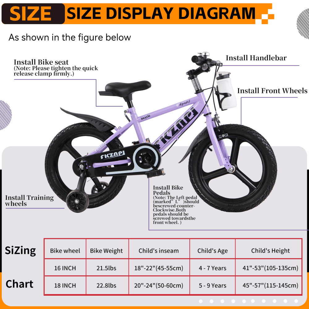 Vélo pour enfants, 18 pouces – - Carbon Bike Frame avis et prix